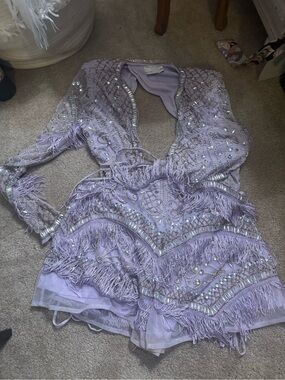 ASOS Lavender Beaded Fringe Romper